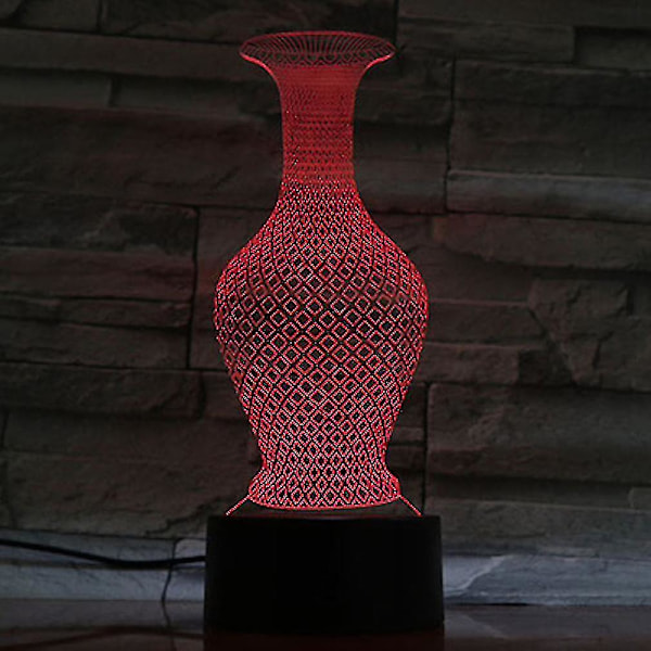 Vase Fargerik 3D LED Nattlys Soverom Bordlampe Fargeskiftende