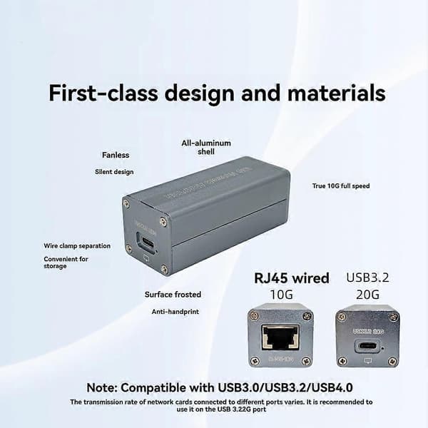 10G Ethernet-kort USB3.2 RTL8159-chip Eksternt USB-C 10 Gigabit Ethernet-kort til Thunderbolt/USB4/3.2/3.0