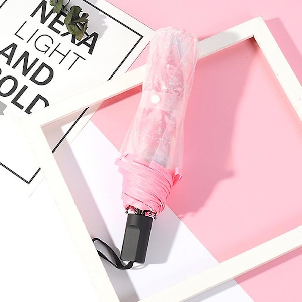 Blomsterprint Paraply Foldbar Paraply Rejseparaply Vindtæt Paraply Cover Foldbar Let Cherry Blossom Pink Manual