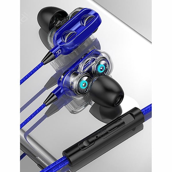 Kannettavat langalliset kuulokkeet mikrofonilla, nappikuulokkeet, korvan sisäiset stereokuulokkeet juoksuun ja kävelyyn Blue A4 Single Horn