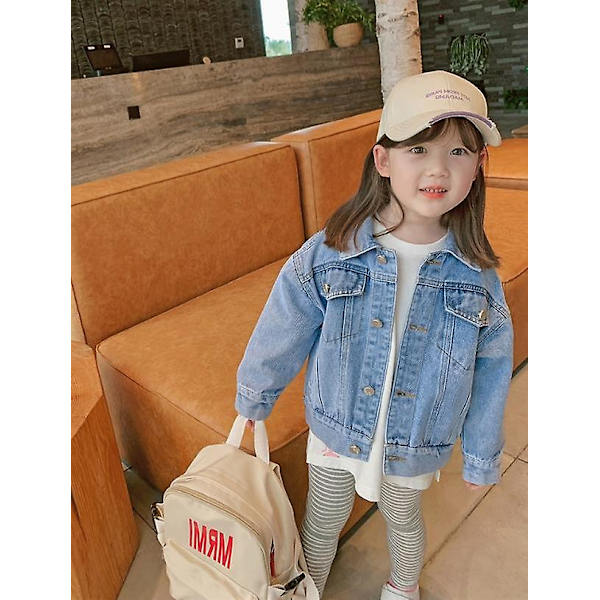 Pigers Efterårstøj Nyt Baby Udenlandsk Stil Denimjakke size110