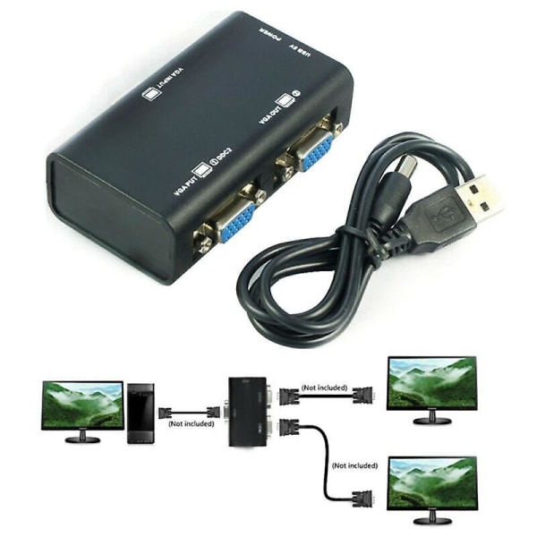 1 PC til 2 Skærme 2 Port VGA SVGA Video LCD Splitter Boks Adapter til PC LCD TV