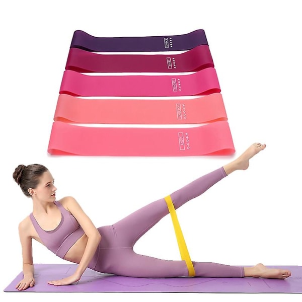 Yoga Gym Elastiskt Gummiband Inomhus Träning Pilates Portabel Fitness Träningsutrustning Gummimotståndsband Pink 10LB