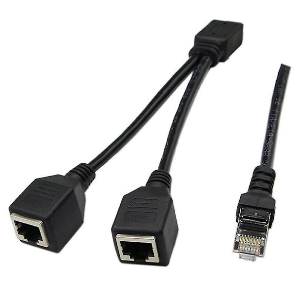 1 Han Til 2 Hun RJ45 Ethernet Netværk LAN Forlænger Splitter