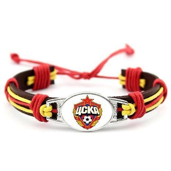 Moskva Fotboll Ryska Premier League Berlocker Äkta Läderarmband & Armringar Fans Handflätade Smycken