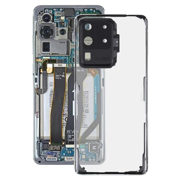 Transparent batteribakstycke i glas för Galaxy S20 Ultra