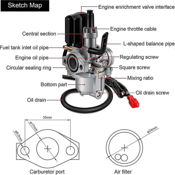 [LCS] Karburator til motor, karburator til 50cc 2-takts motorcykelkarburator