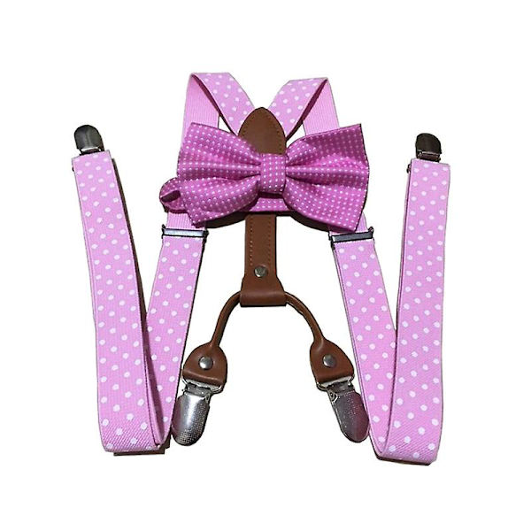 Herr Dam Prickig Slips Hängslen 4 Clips Läder Suspensório Hängslen Pink