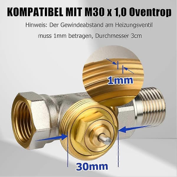 Radiatoradapter M30 X 1.0 til M30 X 1.5 for Oventrop Ventiler 1011445 - Termostatventil Fin Gjengeadapter