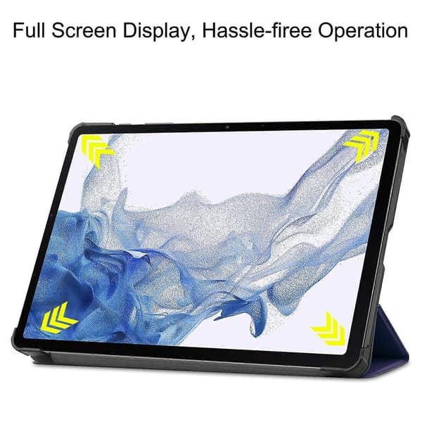 Til Samsung Galaxy Tab S10 FE S9 Tri-Fold Stand Folio Etui PU Læder Auto Vågn Op Dvale Tablet C Blue Blue