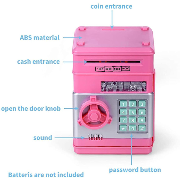Spargris Automatisk Mynt Sedel Sparbössa Barn Present Elektronisk Lösenords Sparbössa Kod Nyckel Lås Pink