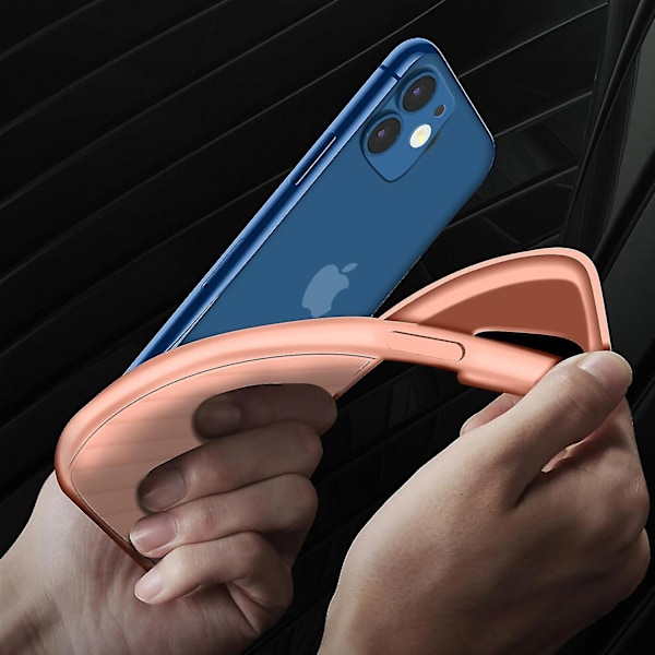Suojakotelo iPhone 12 / 12 Pro -puhelimelle, uurrettu pinta, vaaleanpunainen liukukameran suojus (vaaleanpunainen)
