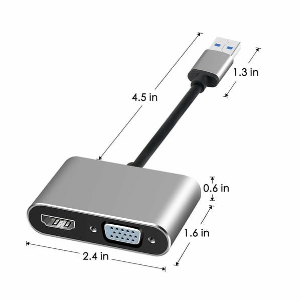 [LCS]Kompatibel med PC 2-i-1 USB 3.0 til HDMI + VGA Full HD 1080p Videoadapterkabelkonverterer