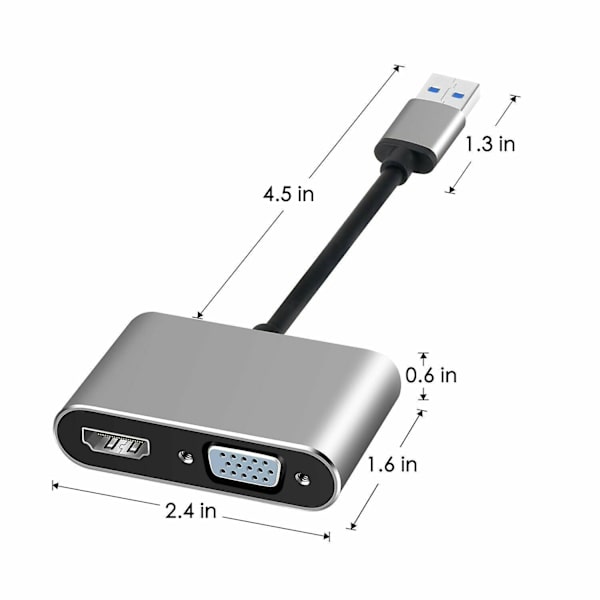Til PC 2 I 1 USB 3.0 Til HDMI + VGA Fuld HD 1080p Video Adapter Kabel Konverter