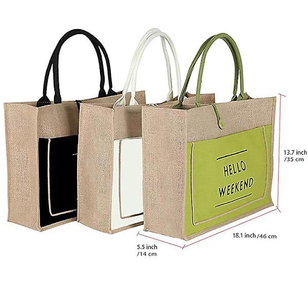 Hellow Weekend Lin Vanntett Fôr Tote Skulderveske Stor Handleveske Black
