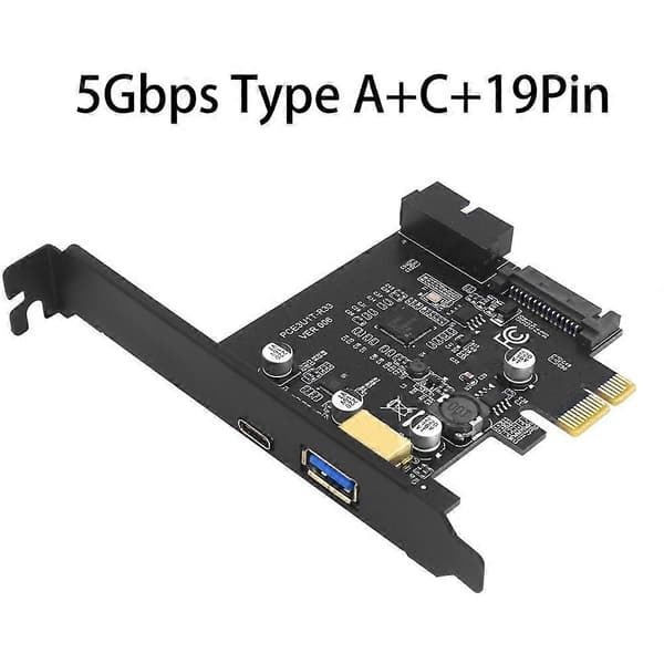 PCIE USB3.2 -laajennuskortti PCI-E USB-ohjain PCI E 1X - Type C Type-A 19Pin -adapteri monistaja lisäkortit 5Gbps