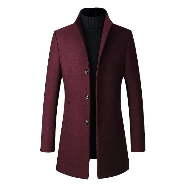 Slim Fit Ullrock med Ståkrage för Herrar, Höst, Julklapp wine red M