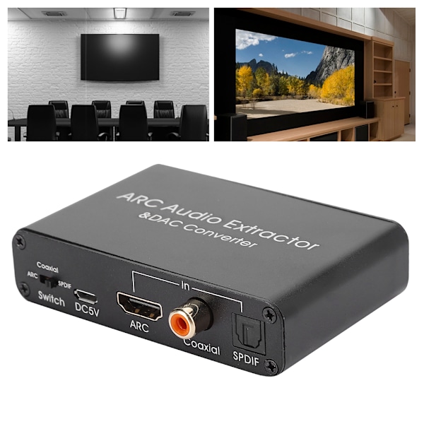 HDMI ARC Ljudextraktor, RCA Stereo Utgång, 3.5mm Hörlursport med Högpresterande Förstärkare, Optisk TOSLINK SPDIF för Hemmabiosystem