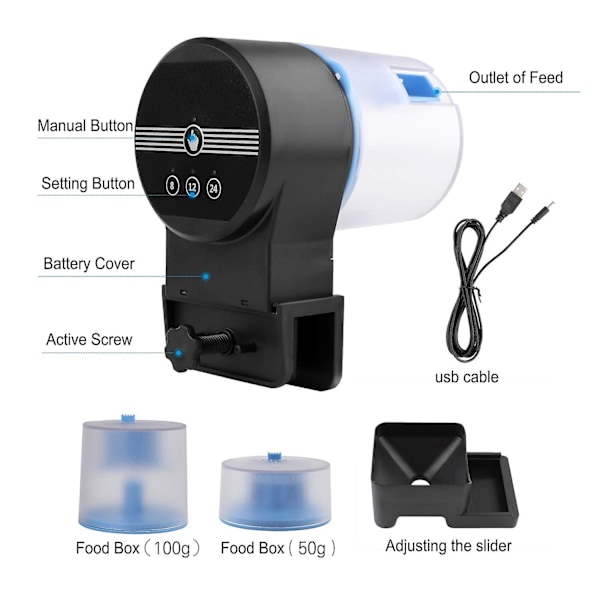 Programmerbar automatisk fiskmatare akvarium tank timer matare Ak-02s