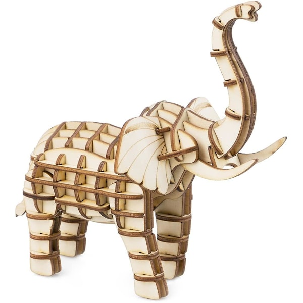 Bygg din egen 3D-trämodellbyggsats Trähantverkskit Modellgåvor för barn och vuxna (elefant)