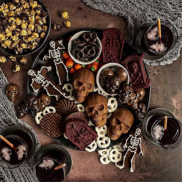 [LCS]Ware Halloween Bageform, Spøgelseskraniekageform, Bronze fg2025031702439 As Shown