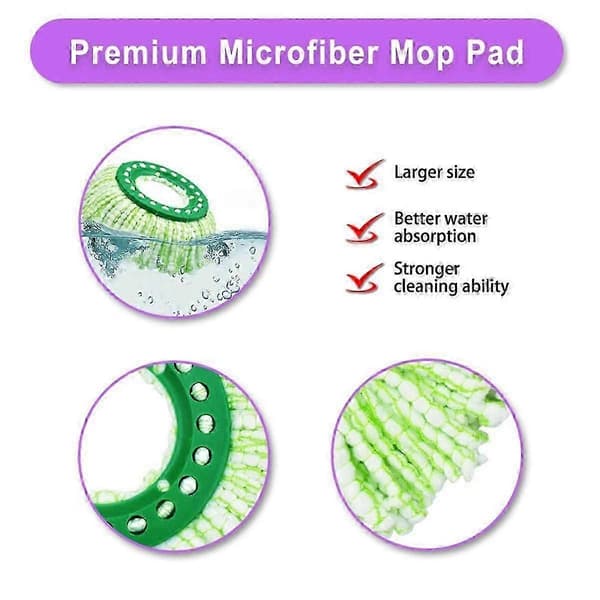 Erstatningsmoppe til mopper, mikrofiber, maskinvaskbar [MI] Green