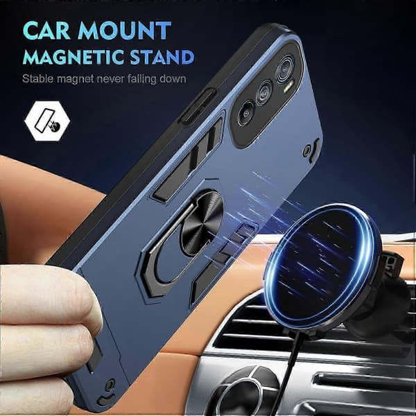 [LCS] Robust metalringstativetui for forbedret greb og stødabsorbering Blue For Motorola Edge 30