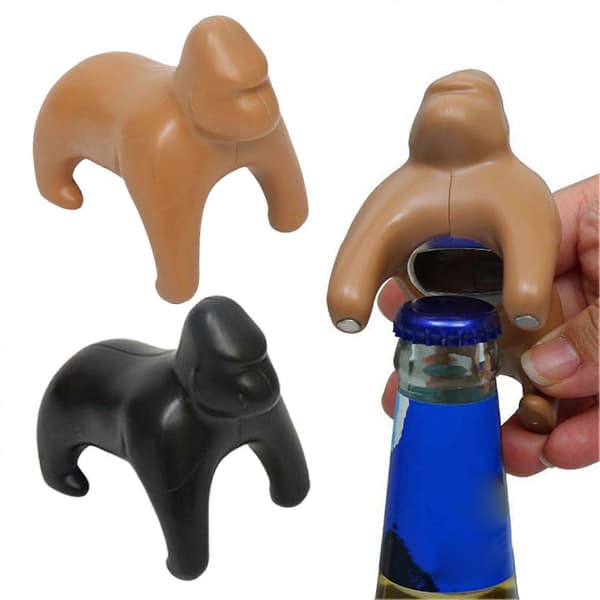 Gorilla ølflaskeåbner magnet sød 3D dyre sodavandsflaskeåbner i rustfrit stål køkkentilbehør Black A