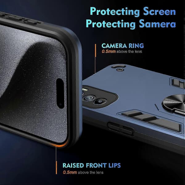 [LCS]Robust metallringstativfodral för förbättrat grepp och stötdämpning Blue For Motorola Edge 30