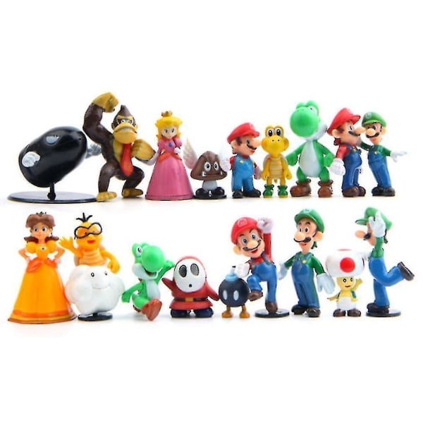 18 st Super Mario Bros PVC Figur Leksak
