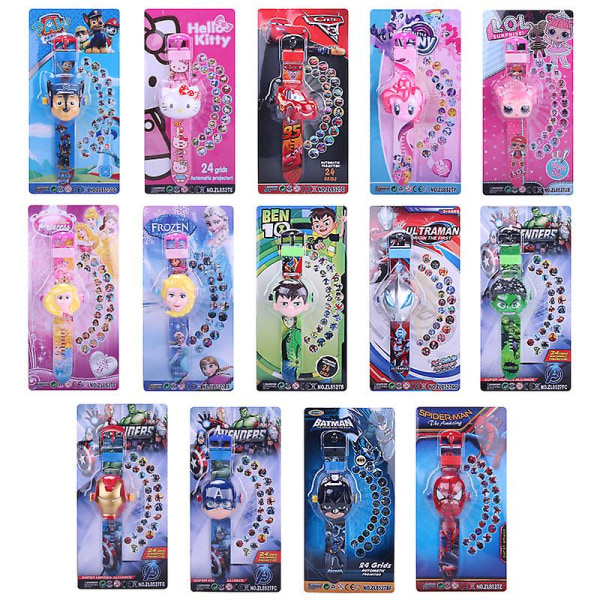 Barnleksaker Klocka Actionfigur Avengers 3 Spiderman Hulk Ironman Figur Modell Leksaker Elektronisk Frozen