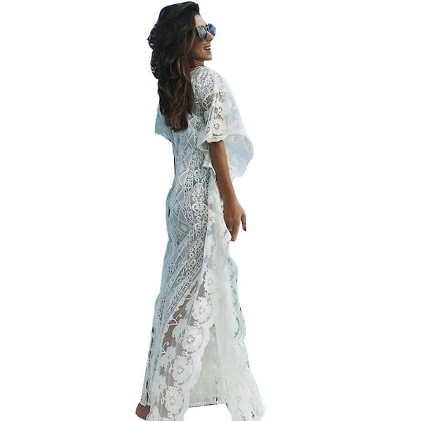Spets Kaftan Dam Strandkläder Broderi Solskydd Bikini Överdrag