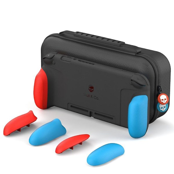 Skull & co. greppväska med utbytbara case skyddsväska cover maxcarry case förvaringsväska för Nintendo switch Neon red blue