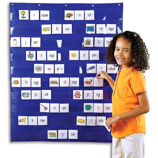 Standard Pocket Chart Utbildning Lärande Undervisning för hemschemaläggning klassrum Blue