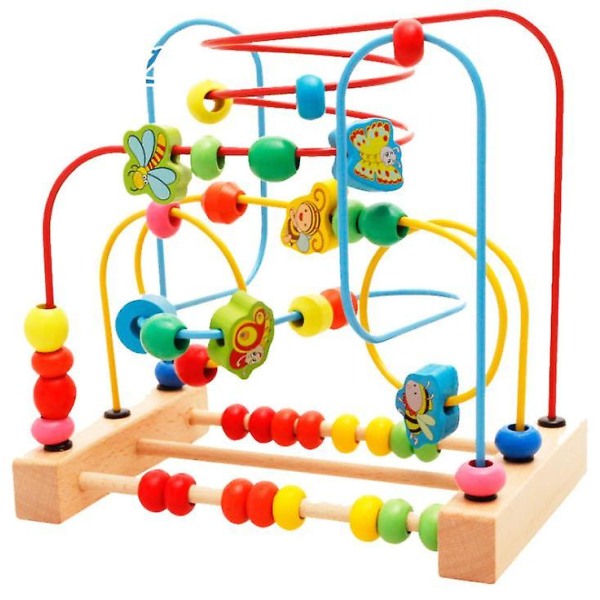 Bead Maze leksak för småbarn, trä färgglada berg-och dalbana leksak size1