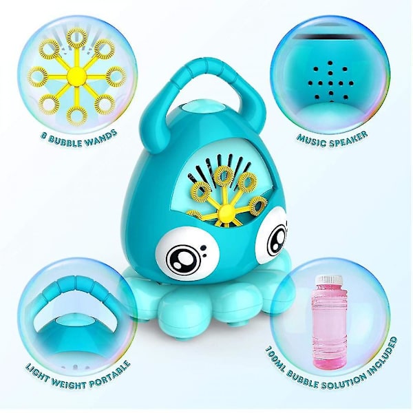 Automatisk boblemaskine med højttaler til alderen 3+ gave blue