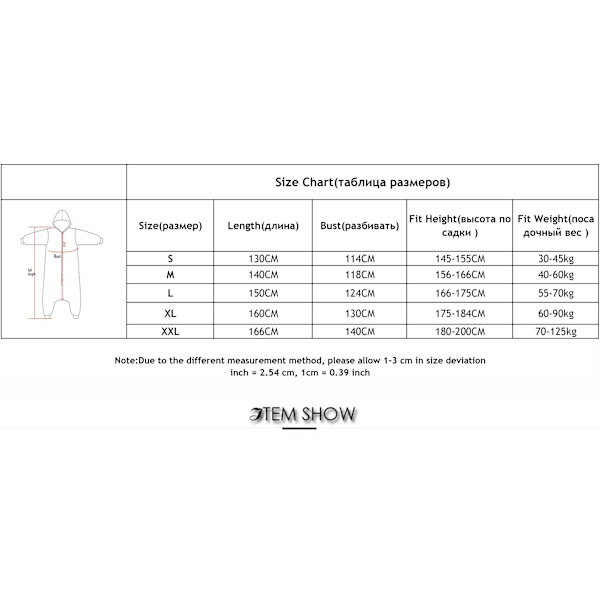 Herrpyjamas (xxl 180-200cm) kigurumi onesie för vuxna damer sl Zippers onesie L