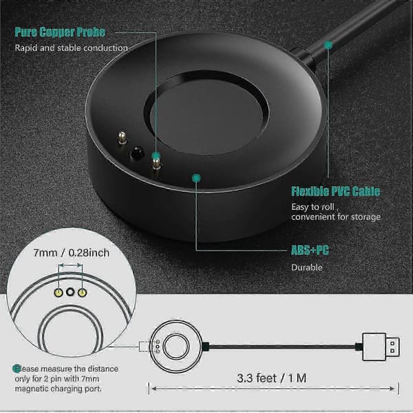 Withings Scanwatch opladerkabel - Sort datasynkronisering og strømkabel til ur