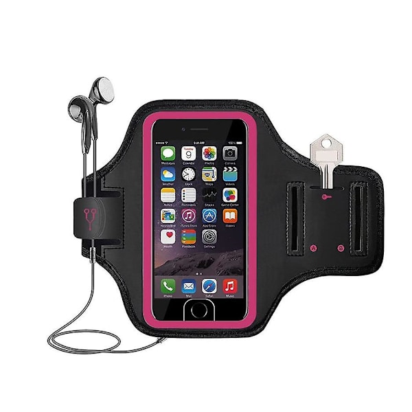 Mobiltelefon Armband Löpararmband Telefonhållare För Iphone 12/11/8/7/6 Serien Samsung Galaxy Rose Red 6.5 Inch
