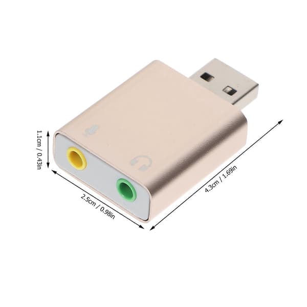[LCS] Stereo Adapter USB Audio Interface USB 3.5mm Jack Audio Adapter USB Audio Adapter Laptop Golden 4.3X2.5cm