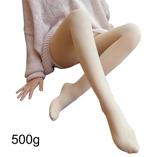Hudfarget Gjennomsiktig Varm Strømpebukse Høy Midje 1-Dels Leggings For Kvinner Skin Color