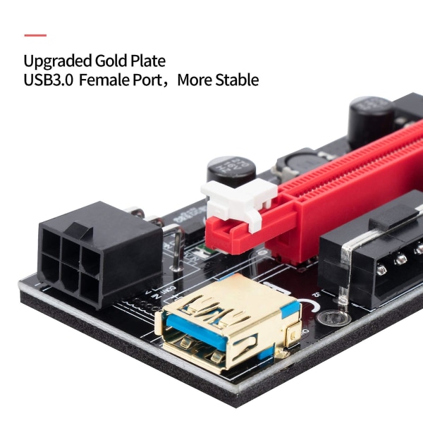 1 till 4 Riser-kort, Pcie Splitter 1 till 4 Pci Riser-kort, 4 Riser till 1 Pci-kort, Pcie Riser 1x till extern 4 Pci-e USB 3.0 Adapter Multiplikator för Bitc