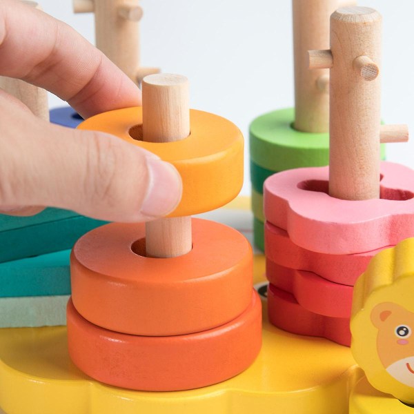 Förskolelärande leksaker Montessori-stam Pedagogisk geometrisk färgform sorterare Stapelleksak för barn