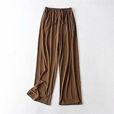 [LCS] Elastisk snøring Tynne rette ben Mopping Uformelle bukser brown M