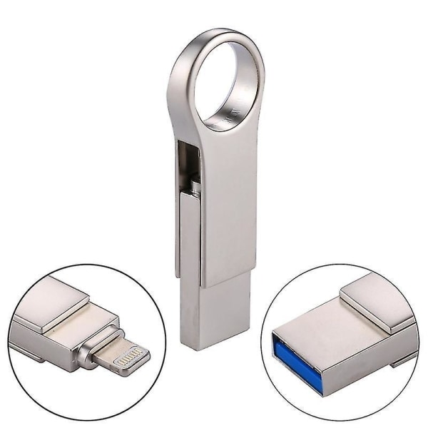 RQW-10D 2 i 1 USB 2.0 &amp;amp; 8 Pin 128GB Flash Drive, til iPhone &amp;amp; iPad &amp;amp; iPod