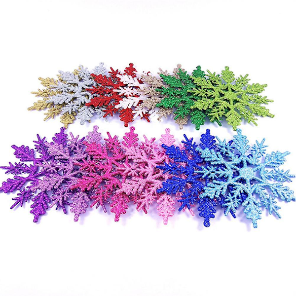 24 st Snowflake Festtillbehör Dekorprydnader 10cm Snow Juldekorationer Jul Snowflake Mixed color