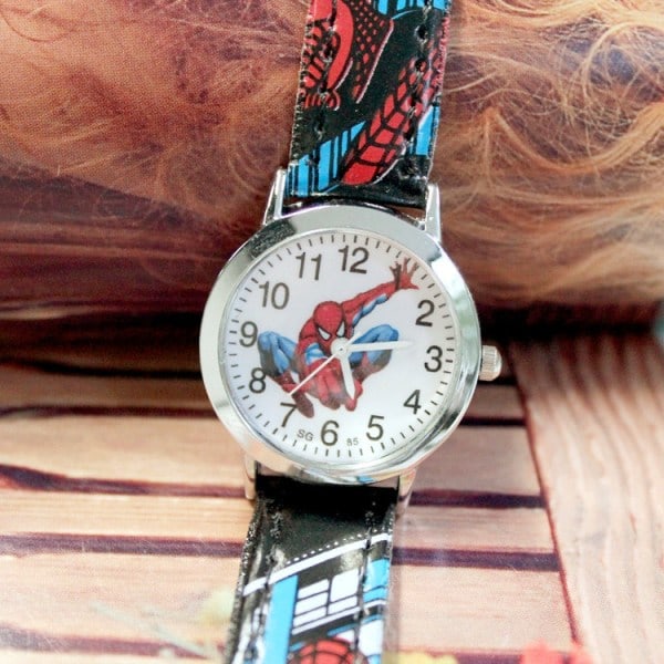 Julegave Børne Spiderman Ur Tegneserie Armbånd Børn Superhelte Gave Børn Spider Man-ANBEFALES rød