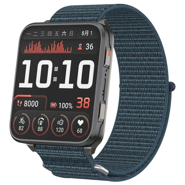 [LCS]Til Garmin Venu X1 håndledsrem Magic Tape Nylon Loop urrem med metalring Multicolor Dark Fog Grey