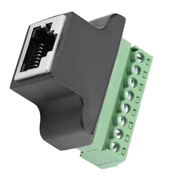 RJ45 Breakout, skrueterminaladapterstik, 8-benet skrueterminalstik til Ethernet-forlænger
