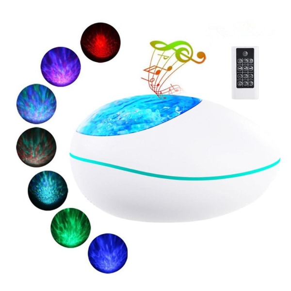 Nattlampa Stjärnprojektor Galaxprojektorlampa Bluetooth Musikspelare Fjärrkontroll Ocean Wave Projektion Nattlampa White